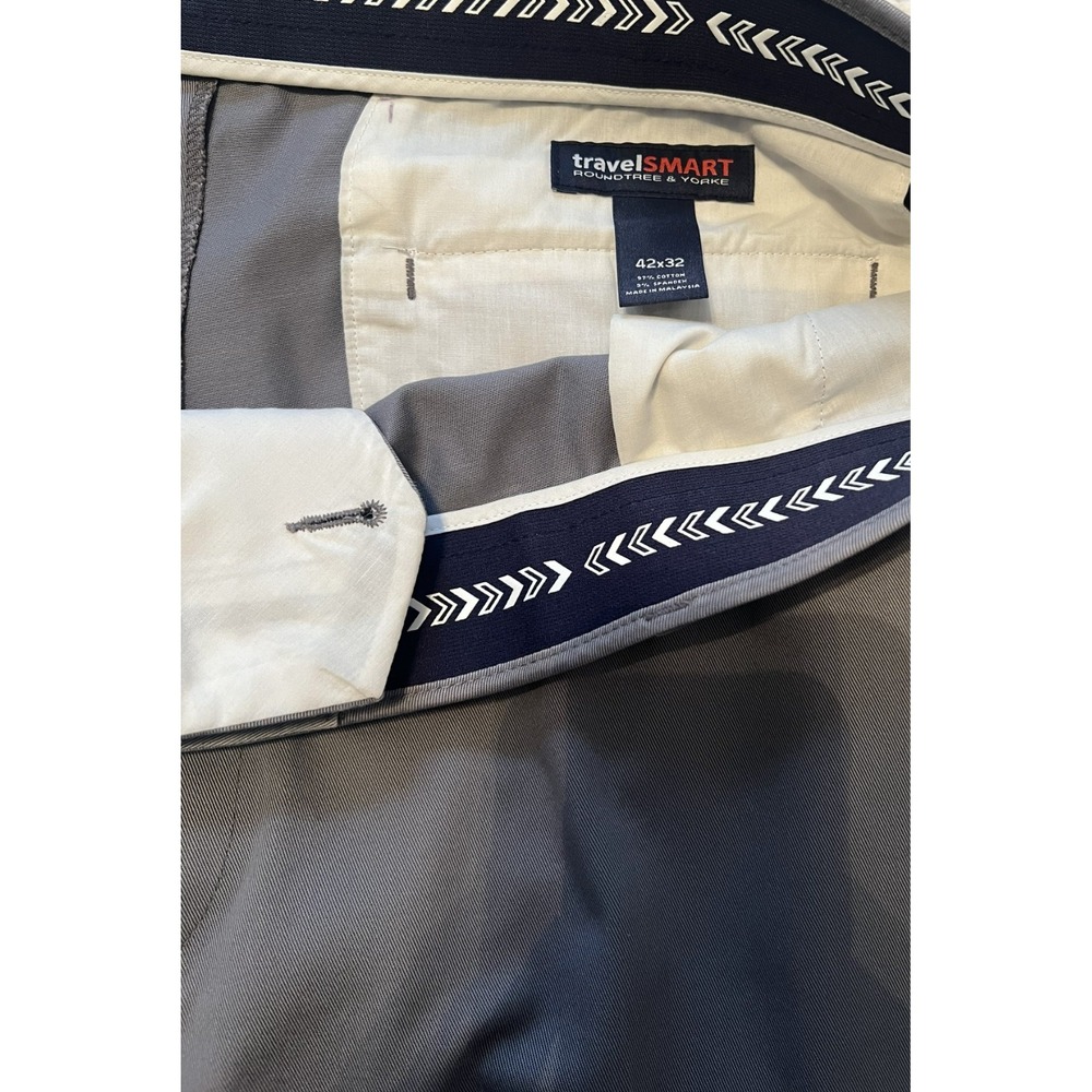 Preppy Business Casual Roundtree & Yorke Travel Smart Pants Gray Men's 42x32 - Picture 4 of 4